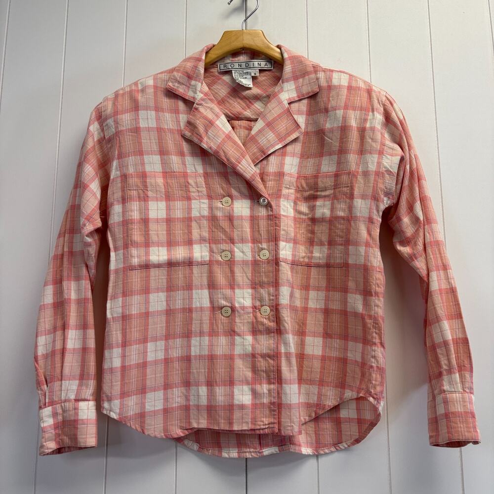 Vintage Rondina Womens Boho Western Cowgirl Plaid Flannel Top‎ Size 6 Cabincore